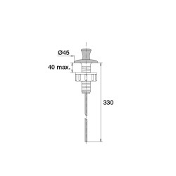 Tirette verticale inox, L. 330mm, pour réf. 1051/6021, sans système de liaison