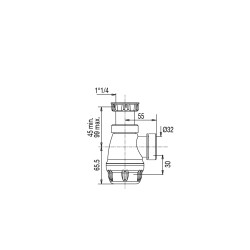 Siphon bidet CONNECTIC joints intégrés,réglable,sortie Ø32,corps 100% PCR