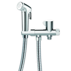 Kit douchette 1 jet HYGIÈNE, flexible PVC 1,25 m, robinet autoperceur, adaptateur