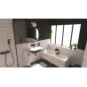 Siphon lavabo laiton chromé noir, réglable 50/120mm, sortie murale 300mm Ø32mm