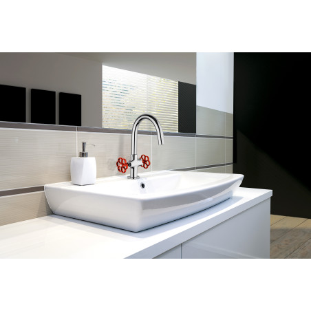 Mélangeur lavabo INDUS poignées rouge