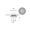 Bonde receveur Ø60mm, plastique, grille Ø85mm, sortie verticale, débit : 18 l/mn