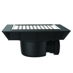 Bonde sol réglable extra-plate,grille inox,sortie horizontale Ø40,corps 70% PCR