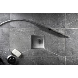 Bonde sol réglable extra-plate,grille inox,sortie horizontale Ø40,corps 70% PCR
