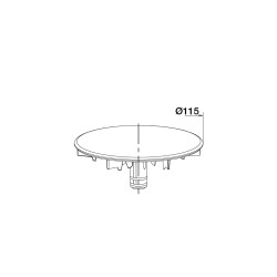 Capot serti inox Ø115mm, pour bonde extra-plate FLUSH 44 réf. 5760/5767/5790