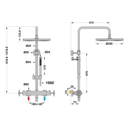 Colonne douche thermostatique INDUS manette chromé