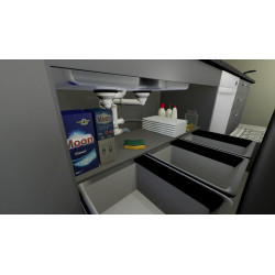Vidage gain espace ELIPSO évier 2 cuves Ø90 trop-plein, H.89,5mm, corps 100% PCR