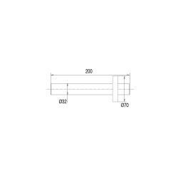 Sortie murale plastique Ø32mm, L. 200mm, rosace plastique Ø70mm