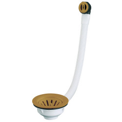 Bonde évier Ø90mm, panier Terre de France,cuvette Ø114,5,serrage 0 à 22,avec TP