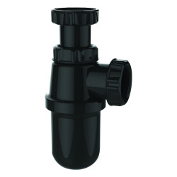 Siphon lavabo ABS noir, réglable 43/97mm, sortie Ø32mm, débit : 46 l/mn