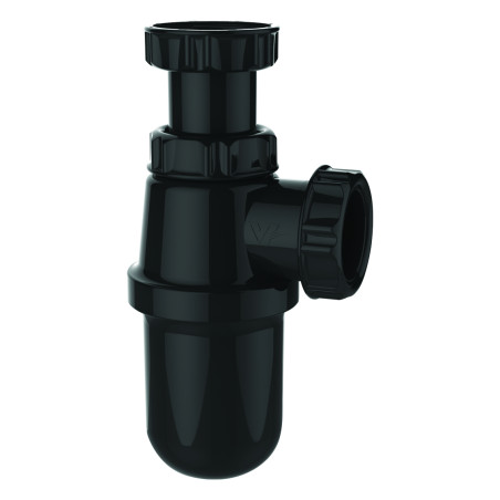 Siphon lavabo ABS noir, réglable 43/97mm, sortie Ø32mm, débit : 46 l/mn