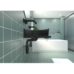 Siphon lavabo ABS noir, réglable 43/97mm, sortie Ø32mm, débit : 46 l/mn
