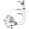 Bonde évier Ø50, bouchon noir Ø45, cuvette Ø70, serr 0-10,avec TP,corps 100% PCR