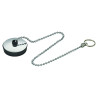 Bouchon avec enjoliveur inox Øbas 36xØhaut 38mm, chaînette L. 300mm anneau brisé
