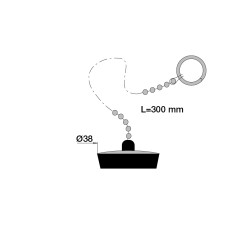 Bouchon avec enjoliveur inox Øbas 36xØhaut 38mm, chaînette L. 300mm anneau brisé