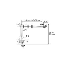 Tubulure gain espace joints intégrés évier 1 cuve réglable,corps 100% PCR