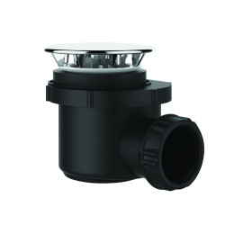 Bonde douche Ø50, capot métal, sortie horizontale Ø40