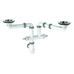 Vidage gain d'espace ELIPSO évier 2 cuves Ø90, H. 89,5mm,corps 100% PCR