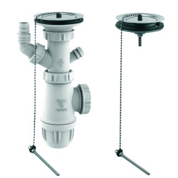 Equipemt évier 2 cuves communicantes Ø60,bouchon inox, serr 13-70,corps 100% PCR