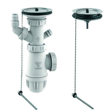 Equipemt évier 2 cuves communicantes Ø60,bouchon inox, serr 13-70,corps 100% PCR