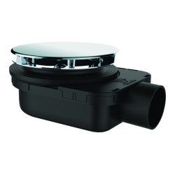 Bonde douche ultra-plate NF Ø90, SMART,capot métal chromé,H.48 mm,corps 70% PCR
