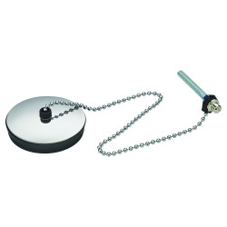 Bouchon avec enjoliveur Øbas 54,6xØhaut 57,5mm, chaînette L. 300mm borne Ø5x50mm