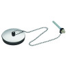 Bouchon avec enjoliveur Øbas 54,6xØhaut 57,5mm, chaînette L. 300mm borne Ø5x50mm