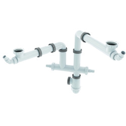 Tubulure gain espace joints intégrés évier 2 cuves réglable,corps 100% PCR