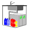 Tubulure gain espace joints intégrés évier 2 cuves réglable,corps 100% PCR