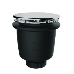 Bonde douche Ø90 capot ABS chromé,sortie verticale,débit 60L/mn,corps 70% PCR