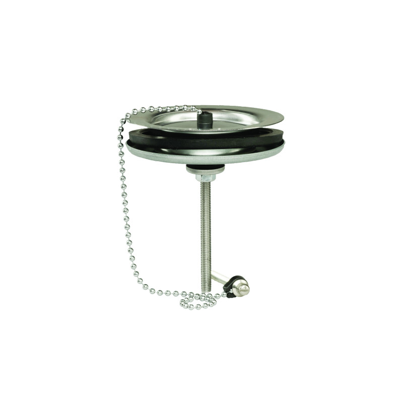 Bonde évier cuves communicantes Ø60mm, bouchon enjoliveur inox, cuvette Ø85mm
