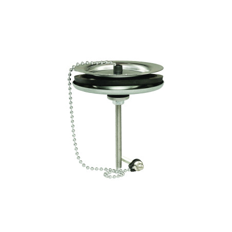 Bonde évier cuves communicantes Ø60mm, bouchon enjoliveur inox, cuvette Ø85mm