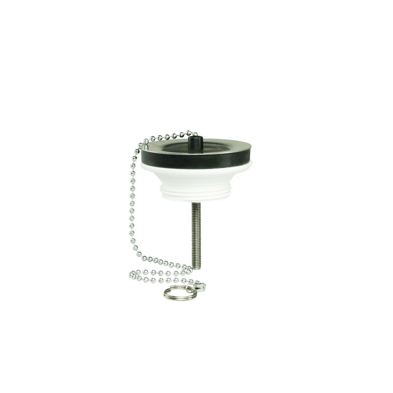 Bonde lavabo, bouchon noir/chaînette, serr 0 à 48 mm,corps 100% PCR
