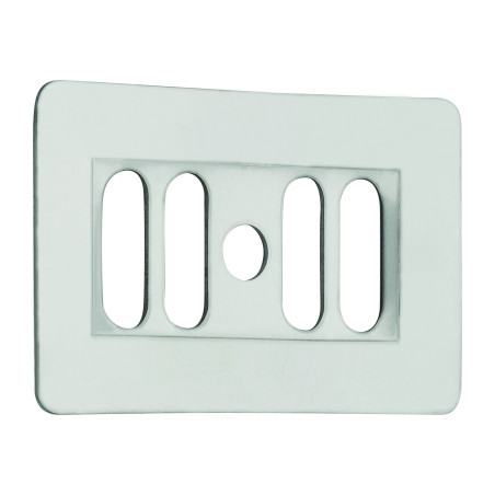 Grille de trop-plein inox rectangulaire 62x38mm, pour évier grès