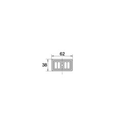 Grille de trop-plein inox rectangulaire 62x38mm, pour évier grès