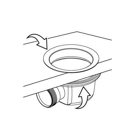 Bonde douche ultra-plate NF Ø90mm, SMART, capot inox, H.48mm, plastique recyclé