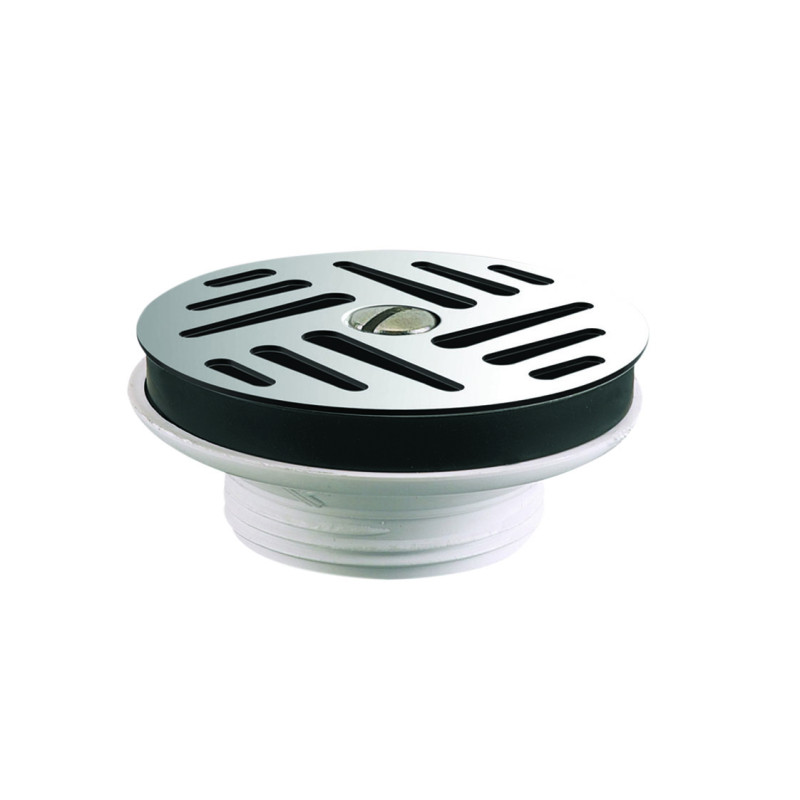 Bonde lavabo écoulement libre, grille inox Ø63mm, serr 0 à 55mm,corps 100% PCR