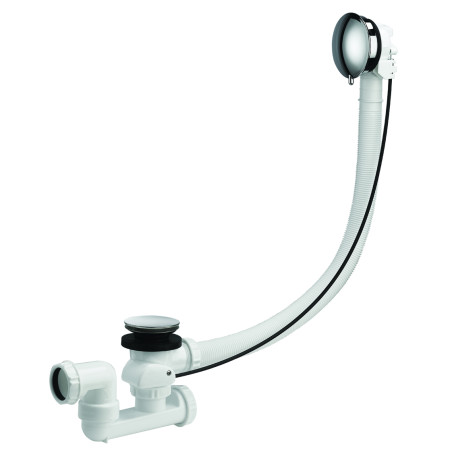 Vidage bain NF câble 650,volant ABS chromé,clapet et cuvette inox,corps 100% PCR