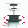 Vidage bain NF câble 650,volant ABS chromé,clapet et cuvette inox,corps 100% PCR