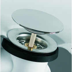 Vidage bain NF câble 650,volant ABS chromé,clapet et cuvette inox,corps 100% PCR