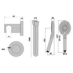 Minikit douchette 3 jets JEWEL chromé