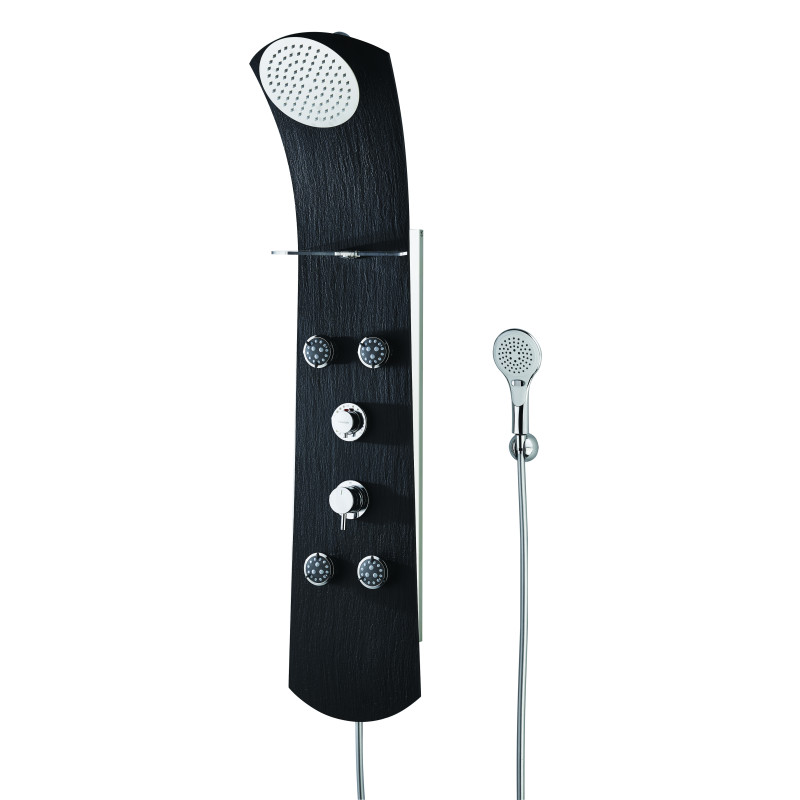 Colonne de douche NAUTILUS slate, fonction hydro-massage, robinetterie thermo