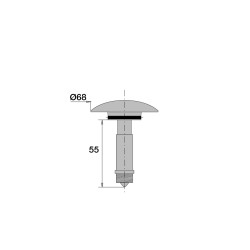 Clapet laiton chromé Ø68mm, pour bonde clic clac lavabo réf. 1228/1221/1237