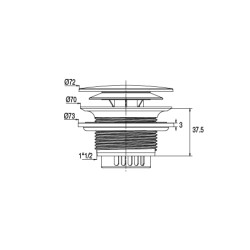 Clapet ABS chromé Ø72mm, pour vidage bain PÉDICLIC réf. 5794/5796/5798