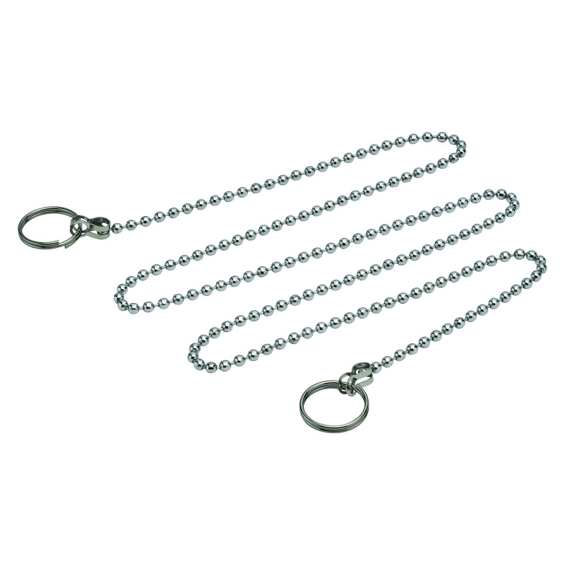 Lot 10 chaînettes perlées inox chromé Ø3,2x700mm, avec anneaux brisés