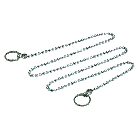 Lot 10 chaînettes perlées inox chromé Ø3,2x700mm, avec anneaux brisés