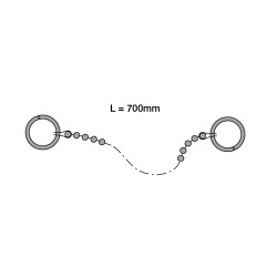 Lot 10 chaînettes perlées inox chromé Ø3,2x700mm, avec anneaux brisés
