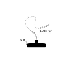 Bouchon noir Øbas 41,5xØhaut 45mm, chaînette L. 500mm