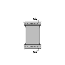 Manchon laiton chromé Ø32mm, entrée Ø32mm, sortie Ø32mm