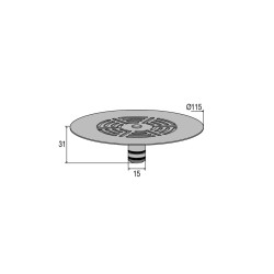 Grille design inox Ø115mm pour bonde extra-plate FLUSH réf. 5760/5790